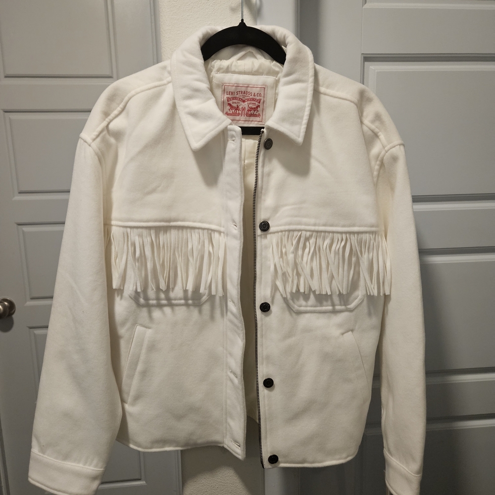 Levi's Classic White/Cream Fringe Jacket NWT